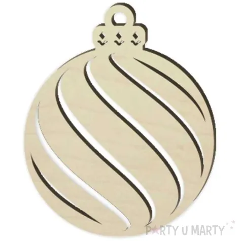 zawieszka drewniana bombka fala cienka 77 x 95 mm