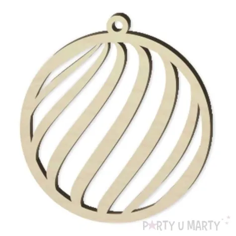 zawieszka drewniana bombka fale cienkie 70 x 76 mm