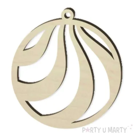 zawieszka drewniana bombka fale szerokie 70 x 76 mm