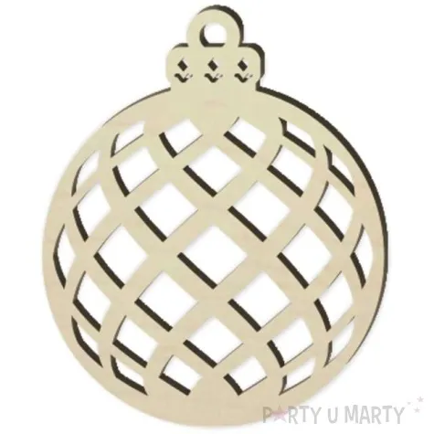 zawieszka drewniana bombka fale w kratke 77 x 95 mm