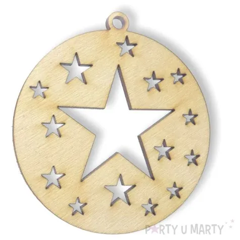 zawieszka drewniana bombka gwiazdki 70 x 71 mm 10 szt