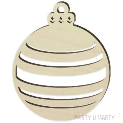 zawieszka drewniana bombka paski poziome 77 x 95 mm