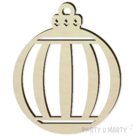 zawieszka drewniana bombka pasy pionowe 77 x 95 mm