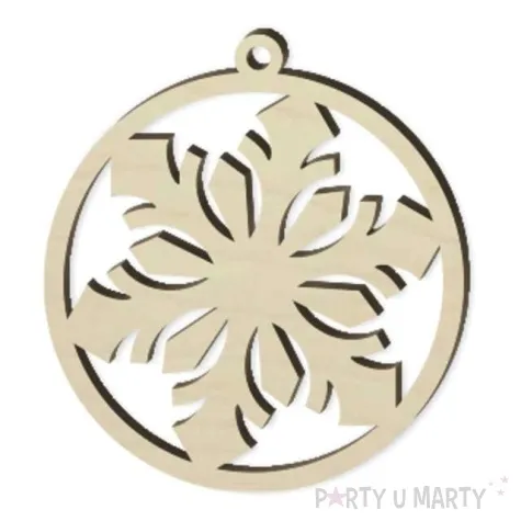 zawieszka drewniana bombka sniezynka sonia 70 x 76 mm
