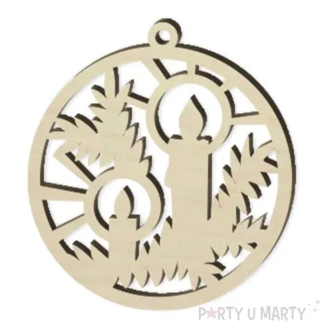 zawieszka drewniana bombka stroik ze swieczkami 70 x 76 mm