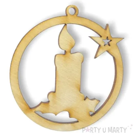 zawieszka drewniana bombka swieczka 76 x 70 mm 10 szt