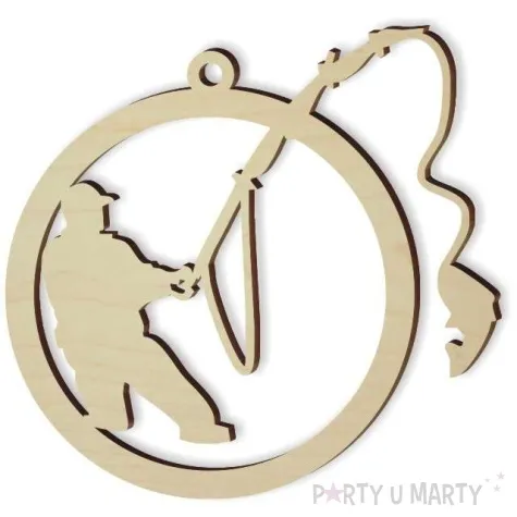 zawieszka drewniana bombka wedkarz 84 x 80 mm 10 szt