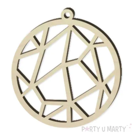 zawieszka drewniana bombka wzory geometryczne 70 x 76 mm