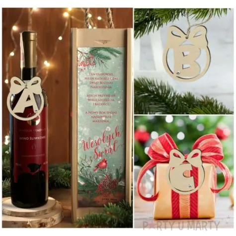 zawieszka drewniana bombka z literka d i perelka 65 x 75 mm