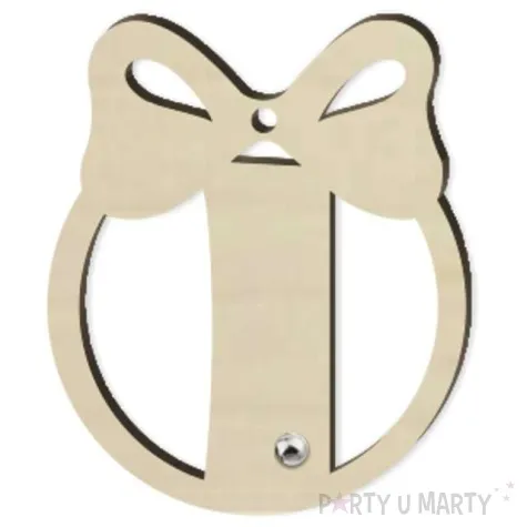 zawieszka drewniana bombka z literka i i perelka 65 x 75 mm