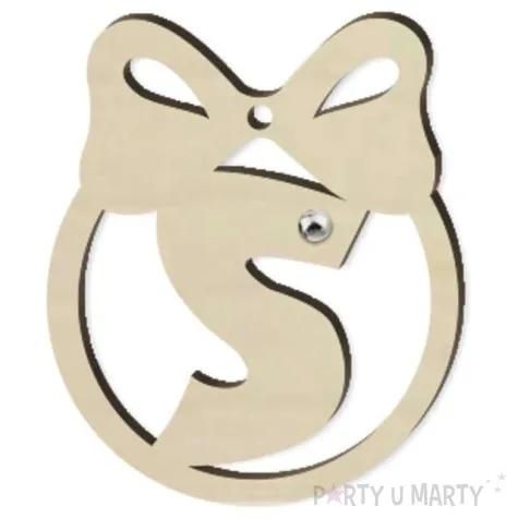 zawieszka drewniana bombka z literka s i perelka 65 x 75 mm