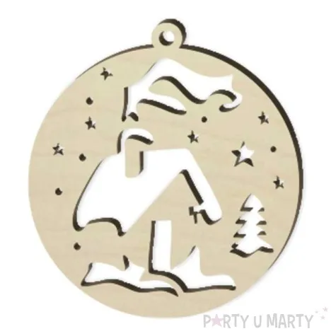 zawieszka drewniana bombka zimowa chatka 70 x 76 mm