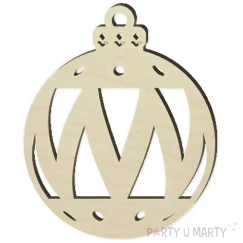 zawieszka drewniana bombka zygzaki 77 x 95 mm