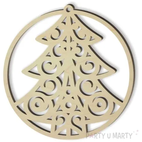 zawieszka drewniana choinka swirl 80 x 83 mm