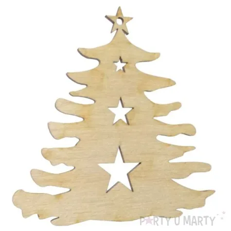 zawieszka drewniana choinka z gwiazdkami 88 x 91 mm 10 szt