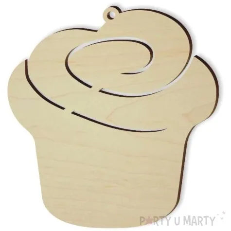 zawieszka drewniana cupcake 75 x 79 mm