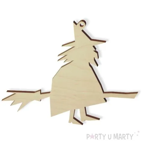 zawieszka drewniana czarownica na miotle 103 x 79 mm 10 szt