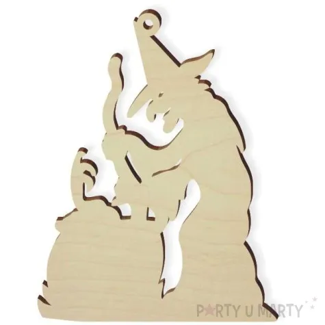 zawieszka drewniana czarownica z kotlem 71 x 92 mm 10 szt