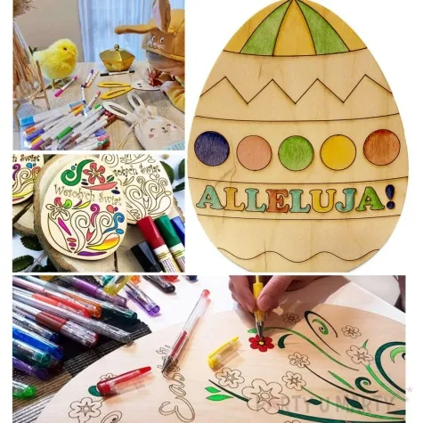 zawieszka drewniana do malowania wielkanoc w koszyczku 3 szt