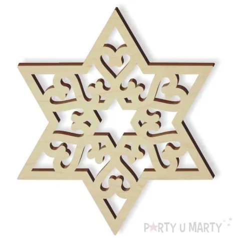 zawieszka drewniana gwiazda slimaczki 70 x 81 mm