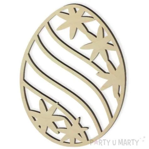 zawieszka drewniana jajko pisanka falujace kwiaty 10 szt