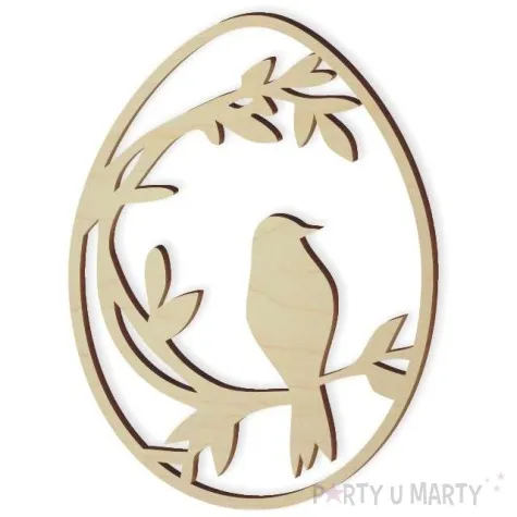 zawieszka drewniana jajko ptaszek na galezi