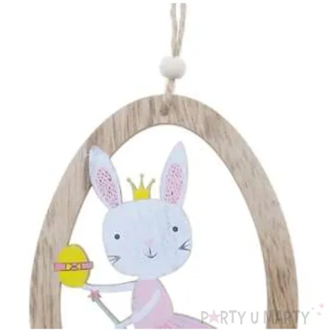 zawieszka drewniana jajko zajaczek rozowy arpex 11 5cm