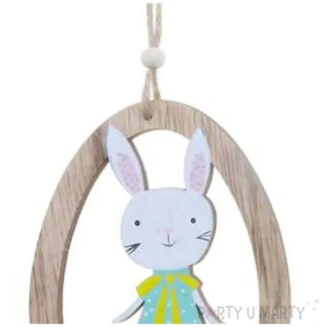 zawieszka drewniana jajko zajaczek turkusowy arpex 11 5cm