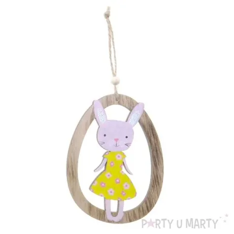 zawieszka drewniana jajko zajaczek zolty arpex 11 5cm