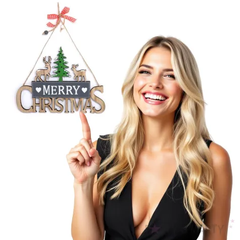 zawieszka drewniana jelonki pod choinka guirca 23 cm