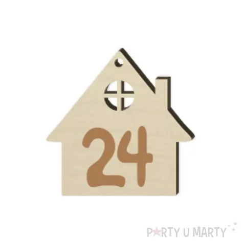 zawieszka drewniana kalendarz adwentowy domki 45 mm 24 szt
