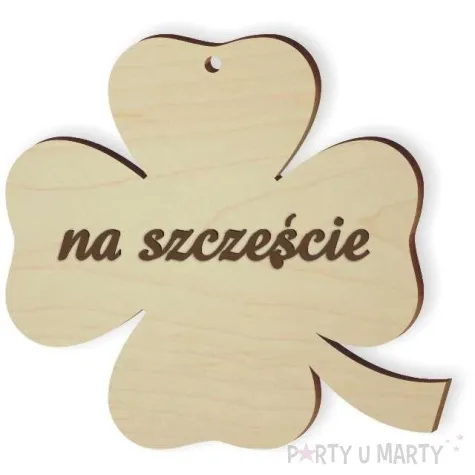 zawieszka drewniana koniczynka 40 na szczescie grawerowana 10 szt