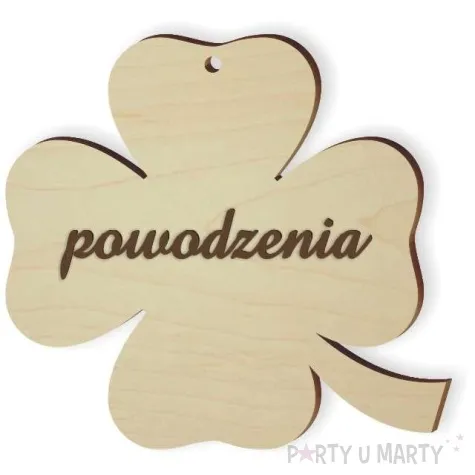 zawieszka drewniana koniczynka 41 powodzenia grawerowana 10 szt