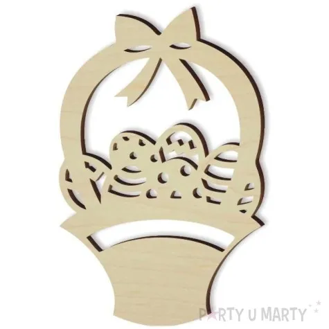 zawieszka drewniana koszyczek z kokarda 57x90 mm