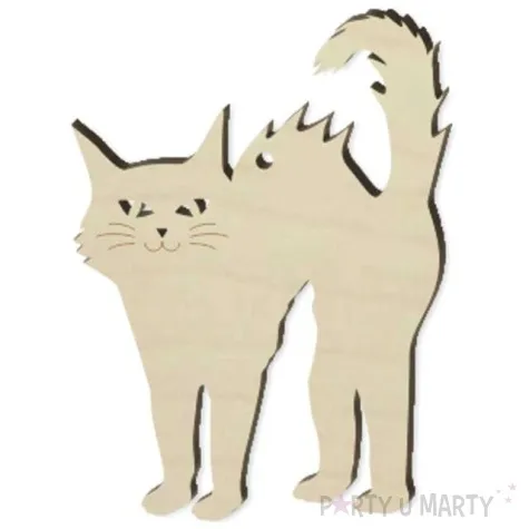 zawieszka drewniana kot czarownicy 62 x 85 mm