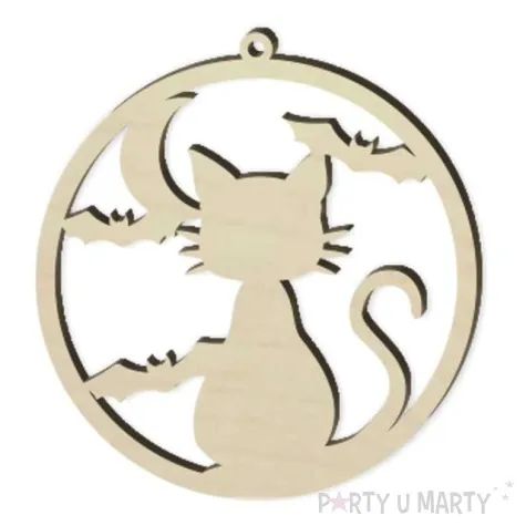 zawieszka drewniana kot noca 80 x 80 mm