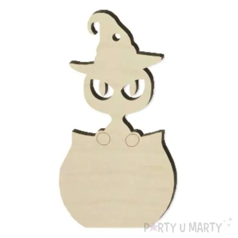 zawieszka drewniana kot w kociolku 42 x 80 mm