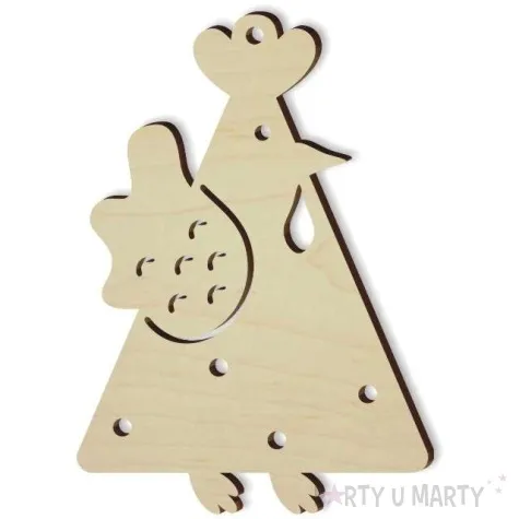 zawieszka drewniana kura trojkatna 59x85 mm