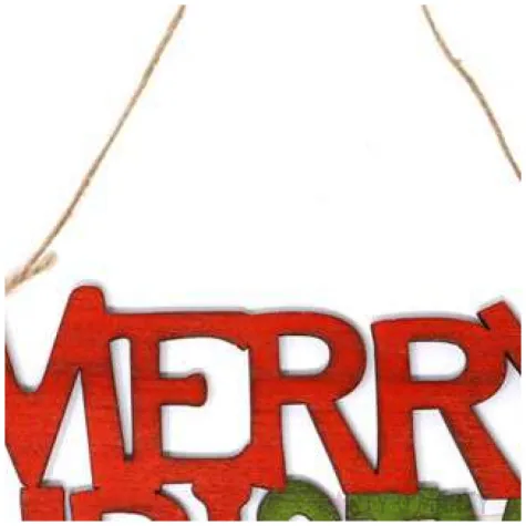 zawieszka drewniana merry christmas czerwona guirca 22 cm