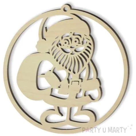 zawieszka drewniana mikolaj z workiem 80 x 83 mm