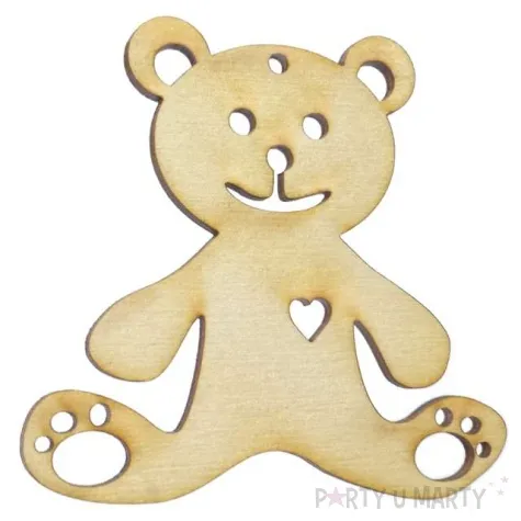 zawieszka drewniana misiu 83 x 80 mm 10 szt