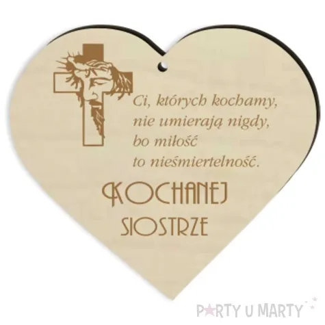 zawieszka drewniana na znicz kochanej siostrze 90x80 mm