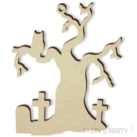 zawieszka drewniana nawiedzone drzewo 71 x 86 mm 10 szt