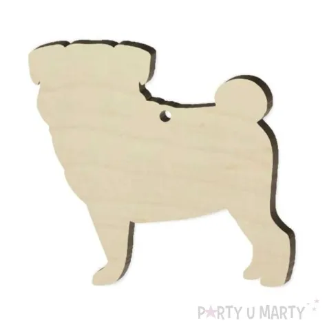 zawieszka drewniana pies buldog 70x65 mm