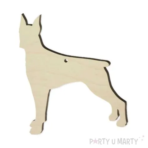 zawieszka drewniana pies doberman 90x100 mm 10 szt