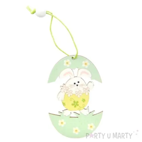 zawieszka drewniana pisanka seledynowa kroliczek arpex 7 5cm