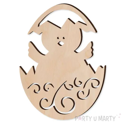 zawieszka drewniana pisklak w skorupce 62 x 85 mm