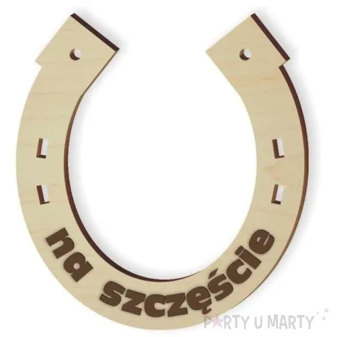 zawieszka drewniana podkowa 38 na szczescie grawerowana