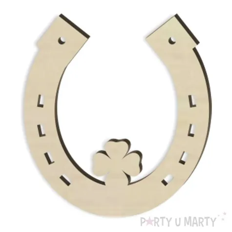 zawieszka drewniana podkowa z koniczynka 10 szt