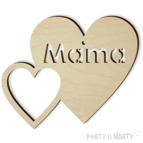zawieszka drewniana podwojne serce mama 101x84 mm